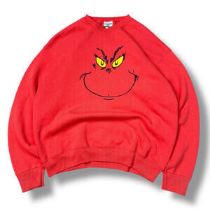 Vintage 90s The Grinch Sweatshirt Lee Sturdy Sweats Red Men XL Made in USA Xmas